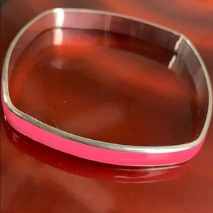 Sterling Silver Pink Square Bangle Bracelet